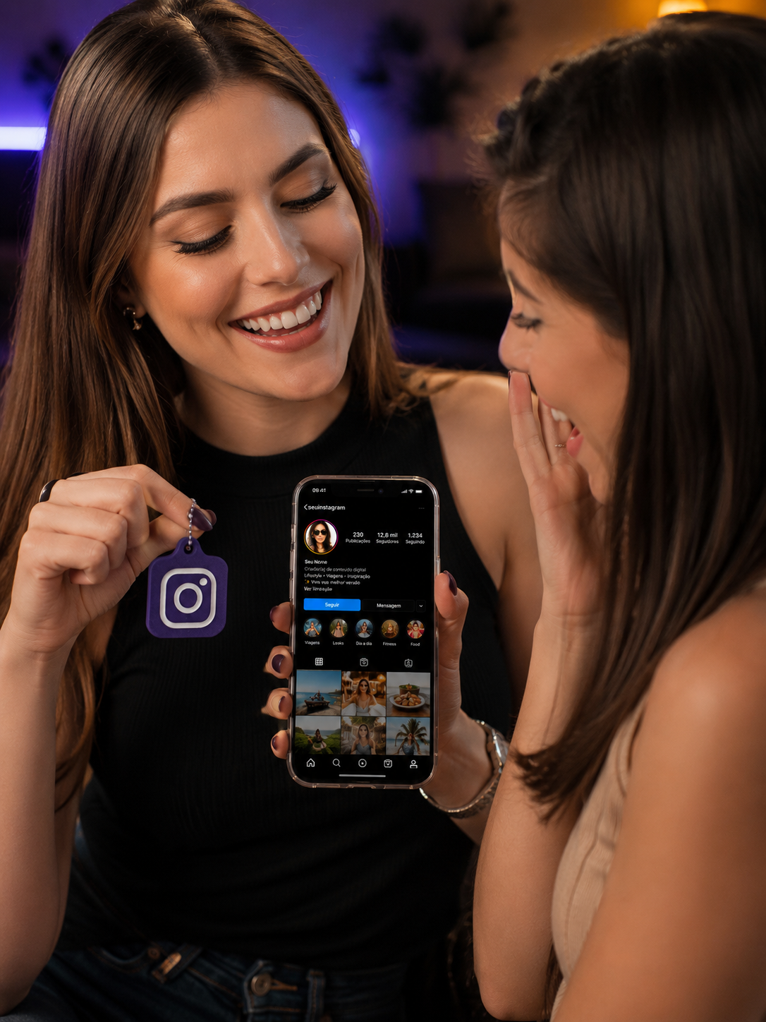 Chaveiro NFC Personalizável para Instagram, WhatsApp e Pix | Brinde Corporativo em Impressão 3D